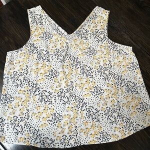 Floral Sleeveless Top - Yellow and Black
